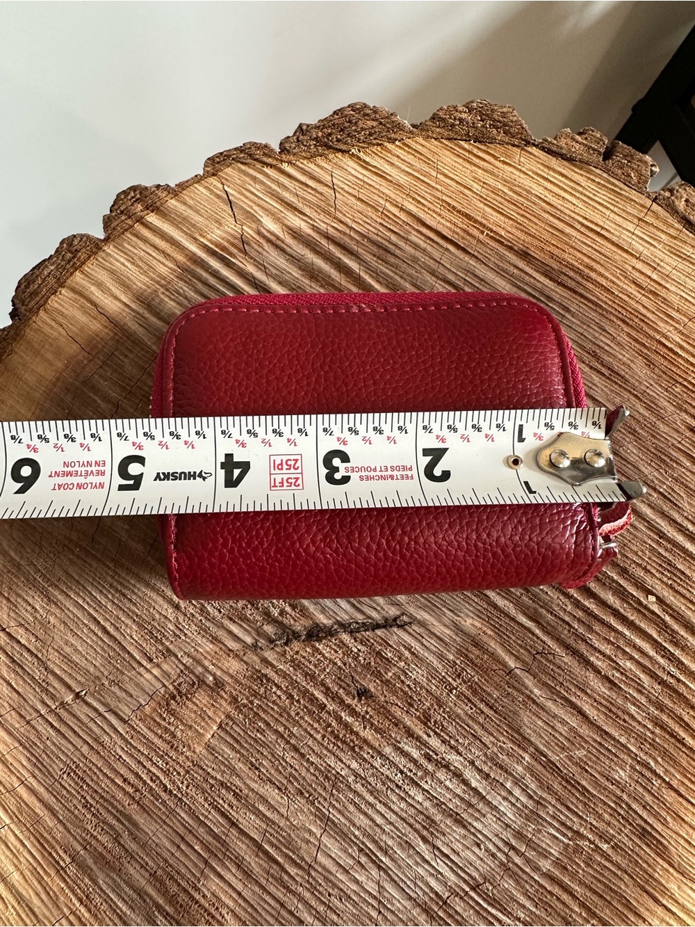 Double Zip Small Wallet Coin Pouch - Red - Picture 9 of 9